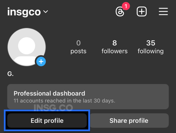 Edit Instagram profile function on mobile
