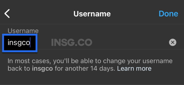 Edit and change your Instagram Username URL on mobile