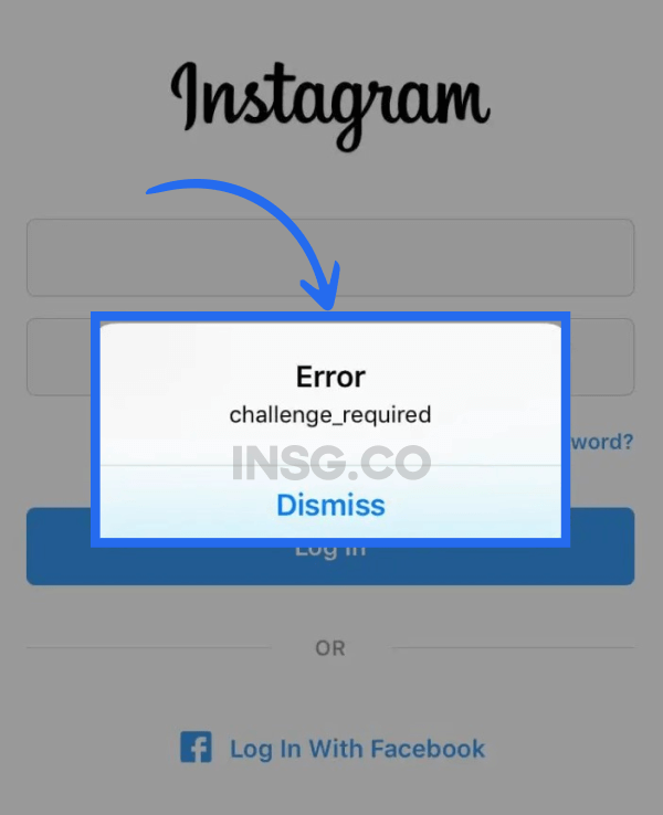 challenge required error message popup on Instagram