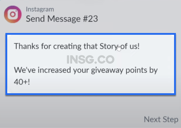 An Instagram story automatic reply that will increase giveaway points