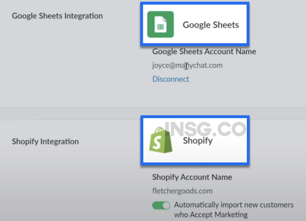 Manychat integration with Google sheets and Shopify