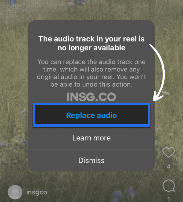 Replace audio on Instagram Reel when you have the error message song unavailable